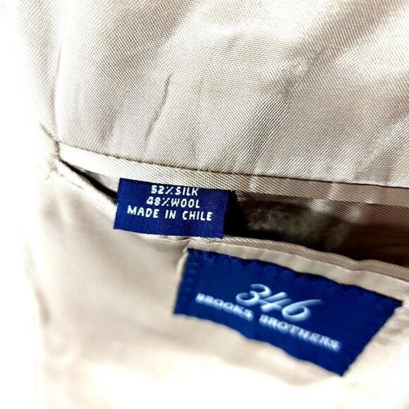 Brooks Brothers 346 Silk Wool 2 Button Sport Coat 42S Brown Tan Check Blazer - Picture 11 of 14